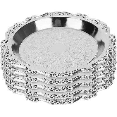 GRASSLIN 6 Pièces Assiette À Snacks Métal Argenté Style Vintage Pour Fruits Secs Bonbons Célébrations - Publicité GRASSLIN 6 Pièces Assiette À Snacks Métal Argenté Style Vintage Pour Fruits Secs Bonbons Célébrations - Publicité