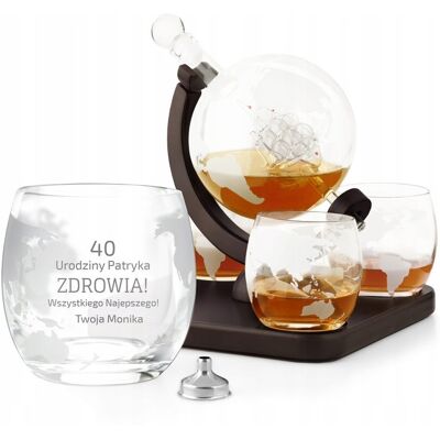 OEM Carafe Globe Avec Verres À Whisky Et Gravure - Cadeau D'Anniversaire - Publicité OEM Carafe Globe Avec Verres À Whisky Et Gravure - Cadeau D'Anniversaire - Publicité