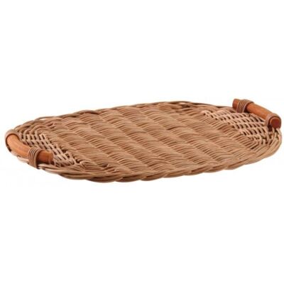 OEM 1 Plateau En Rotin Tressé, Ovale Avec Poignées En Bois, 36 X 26 Cm, Plateau De Service Élégant Pour Salon Ou Salle À Manger - Publicité OEM 1 Plateau En Rotin Tressé, Ovale Avec Poignées En Bois, 36 X 26 Cm, Plateau De Service Élégant Pour Salon Ou Salle À Manger - Publicité