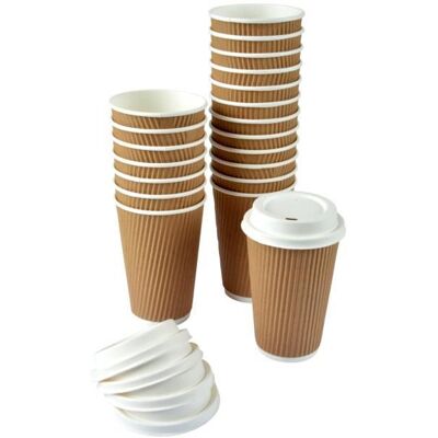 OEM 20 Gobelets En Carton, Paroi Isolante Ondulée, 47 Cl, Couvercles Inclus, Vaisselle Jetable Pour Cafés Et Événements - Publicité OEM 20 Gobelets En Carton, Paroi Isolante Ondulée, 47 Cl, Couvercles Inclus, Vaisselle Jetable Pour Cafés Et Événements - Publicité