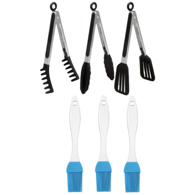 ALVIOR Pinces De Cuisine - Embouts En Silicone - 9 Pouces - Pour Cuisson Barbecue Boulangerie - Lot De 3 + 3 Brosses À Huile - Publicité ALVIOR Pinces De Cuisine - Embouts En Silicone - 9 Pouces - Pour Cuisson Barbecue Boulangerie - Lot De 3 + 3 Brosses À Huile - Publicité