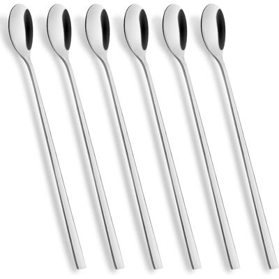 LUMIERE Cuillères À Latte À Long Manche, Lot De 6, En Acier Inoxydable, 23 Cm (9 Pouces), Idéales Pour Mélanger La Crème Glacée, Le Café Glacé, Le Thé Glacé Et Les Milkshakes. Publicité LUMIERE Cuillères À Latte À Long Manche, Lot De 6, En Acier Inoxydable, 23 Cm (9 Pouces), Idéales Pour Mélanger La Crème Glacée, Le Café Glacé, Le Thé Glacé Et Les Milkshakes. Publicité