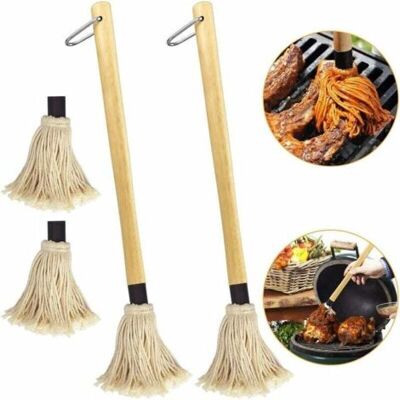 ABYSSE Lot De 2 Balais À Badigeonner 46 Cm Balai À Balayer Pour Barbecue, Sauce, Grande Serpillière Professionnelle Avec Manche En Bois - Publicité ABYSSE Lot De 2 Balais À Badigeonner 46 Cm Balai À Balayer Pour Barbecue, Sauce, Grande Serpillière Professionnelle Avec Manche En Bois - Publicité