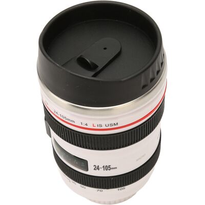 MCKENSA Mug De Voyage En Acier Inoxydable Avec Couvercle, Intérieur Blanc, Motif Objectif D'Appareil Photo. Idéal Pour Les Photographes. Publicité MCKENSA Mug De Voyage En Acier Inoxydable Avec Couvercle, Intérieur Blanc, Motif Objectif D'Appareil Photo. Idéal Pour Les Photographes. Publicité