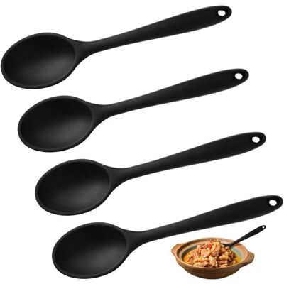 OEM 4 Cuillères En Silicone Résistantes À La Chaleur, Manche Ergonomique Et Bord Souple, Ustensiles De Cuisine Antiadhésifs Pour Mélanger Et Remuer - Publicité OEM 4 Cuillères En Silicone Résistantes À La Chaleur, Manche Ergonomique Et Bord Souple, Ustensiles De Cuisine Antiadhésifs Pour Mélanger Et Remuer - Publicité
