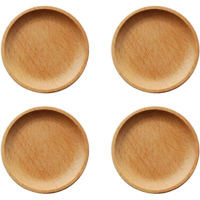 GRASSLIN 4 Pièces Assiettes En Bois De Hêtre 12cm, Design Carré Ou Rond, Pour Snack Et Dessert, Usage Domestique - Publicité GRASSLIN 4 Pièces Assiettes En Bois De Hêtre 12cm, Design Carré Ou Rond, Pour Snack Et Dessert, Usage Domestique - Publicité