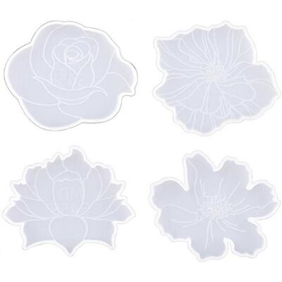 FLAMMKRAFT Moule En Résine Pour Dessous De Tasse En Forme De Fleur (lot De 4) - Publicité FLAMMKRAFT Moule En Résine Pour Dessous De Tasse En Forme De Fleur (lot De 4) - Publicité