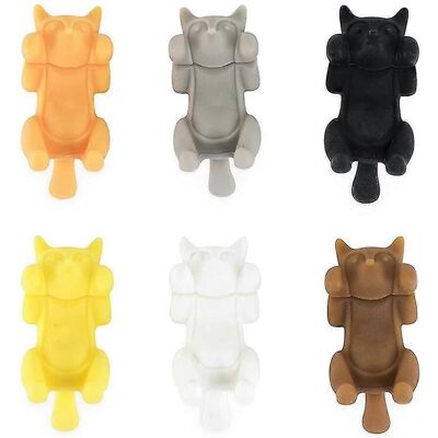 Lot De 6 Marque-verres En Silicone En Forme De Chat Couché, Séparateurs De Verres À Vin-aquaforge - Publicité Lot De 6 Marque-verres En Silicone En Forme De Chat Couché, Séparateurs De Verres À Vin-aquaforge - Publicité