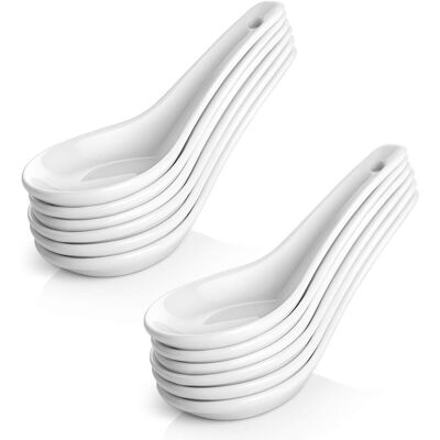ALVIOR Cuillère À Soupe - Porcelaine Fine - 12,5 Cm - Pour Ramen Pho Miso - Lot De 12 - Publicité ALVIOR Cuillère À Soupe - Porcelaine Fine - 12,5 Cm - Pour Ramen Pho Miso - Lot De 12 - Publicité