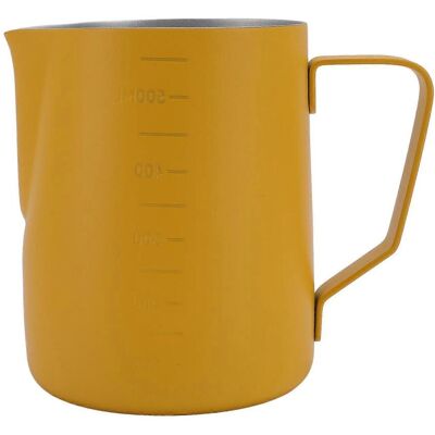 FLAMMKRAFT Pichet À Mousser Le Lait En Acier Inoxydable 304, Accessoires Pour Latte Art, Jaune, 500 Ml - Publicité FLAMMKRAFT Pichet À Mousser Le Lait En Acier Inoxydable 304, Accessoires Pour Latte Art, Jaune, 500 Ml - Publicité
