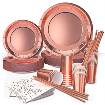 OEM 120 Pièces Vaisselle Jetable Anniversaire, Rose Gold, Assiettes Dîner Et Dessert, Vaisselle Fête Fille, Usage Unique - Publicité OEM 120 Pièces Vaisselle Jetable Anniversaire, Rose Gold, Assiettes Dîner Et Dessert, Vaisselle Fête Fille, Usage Unique - Publicité