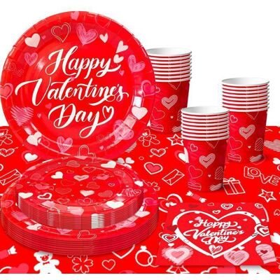 OEM 24 Pièces Vaisselle Fête Saint-valentin, Assiettes En Papier Épais, Gobelets Et Serviettes À Motifs Romantiques, Kit Complet Pour Anniversaire Ou Soirée Intime - Publicité OEM 24 Pièces Vaisselle Fête Saint-valentin, Assiettes En Papier Épais, Gobelets Et Serviettes À Motifs Romantiques, Kit Complet Pour Anniversaire Ou Soirée Intime - Publicité