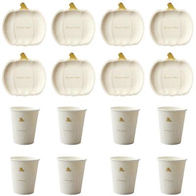 LISATR Ensemble D'Assiettes Et De Gobelets Jetables En Forme De Citrouille Pour Fête-18x17.5cm-white - Publicité LISATR Ensemble D'Assiettes Et De Gobelets Jetables En Forme De Citrouille Pour Fête-18x17.5cm-white - Publicité
