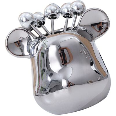 MCKENSA Pot De Rangement Pour Fourchettes À Fruits En Céramique En Forme De Tête D'Ours, Avec 6 Fourchettes À Fruits En Acier Inoxydable Et Une Base Argentée. Publicité MCKENSA Pot De Rangement Pour Fourchettes À Fruits En Céramique En Forme De Tête D'Ours, Avec 6 Fourchettes À Fruits En Acier Inoxydable Et Une Base Argentée. Publicité