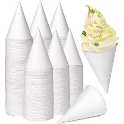 IRISFR 200 Pièces Tasses À Cône En Papier, 130ml Tasse De Cône De Neige Gobelets En Papier Étanches Pour Slush Crème Glacée Rasée Sorbet Eau - Pour Distributeur Bureau Maison Mariage Fête (blanc) - Publicité IRISFR 200 Pièces Tasses À Cône En Papier, 130ml Tasse De Cône De Neige Gobelets En Papier Étanches Pour Slush Crème Glacée Rasée Sorbet Eau - Pour Distributeur Bureau Maison Mariage Fête (blanc) - Publicité