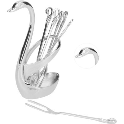 MCKENSA Mini Fourchettes Et Cuillères De Dégustation De Fruits Et Desserts En Alliage De Zinc Avec Base En Forme De Cygne, Pour La Cuisine. Cuillère Argentée. Publicité MCKENSA Mini Fourchettes Et Cuillères De Dégustation De Fruits Et Desserts En Alliage De Zinc Avec Base En Forme De Cygne, Pour La Cuisine. Cuillère Argentée. Publicité