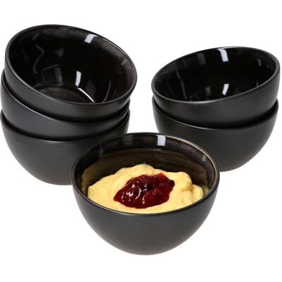 OEM 6 Bols À Pudding, Émail Réactif Gris-noir, Faïence Artisanale, 200 Ml, Ø 11,5 Cm, Pour Desserts Et Apéritif - Publicité OEM 6 Bols À Pudding, Émail Réactif Gris-noir, Faïence Artisanale, 200 Ml, Ø 11,5 Cm, Pour Desserts Et Apéritif - Publicité