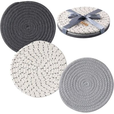 ALVIOR Hot Pad - 7 Inches Cotton Trivet Set - Heat Resistant Coaster For Pots Pans Baking - 3 Pack - Publicité ALVIOR Hot Pad - 7 Inches Cotton Trivet Set - Heat Resistant Coaster For Pots Pans Baking - 3 Pack - Publicité