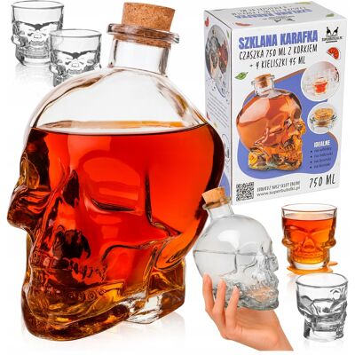 OEM Carafe En Verre - Crâne 750 Ml + 4 Verres - Publicité OEM Carafe En Verre - Crâne 750 Ml + 4 Verres - Publicité