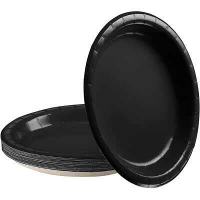 GRASSLIN 16 Assiettes En Carton, Noires, 17,8 Cm, Robustes, Papier Alimentaire, Pour Fête, Mariage, Pique-nique - Publicité GRASSLIN 16 Assiettes En Carton, Noires, 17,8 Cm, Robustes, Papier Alimentaire, Pour Fête, Mariage, Pique-nique - Publicité