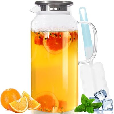 OEM 1 Pichet En Verre,2 Litres,couvercle,bec Verseur,ligne D'Échelle,boissons Froides - Publicité OEM 1 Pichet En Verre,2 Litres,couvercle,bec Verseur,ligne D'Échelle,boissons Froides - Publicité