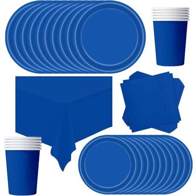 OEM 69 Pièces Vaisselle Jetable, Assiettes Épaisses Et Nappe Pe, Bleu Foncé, Pour Fêtes Intérieures Et Extérieures - Publicité OEM 69 Pièces Vaisselle Jetable, Assiettes Épaisses Et Nappe Pe, Bleu Foncé, Pour Fêtes Intérieures Et Extérieures - Publicité