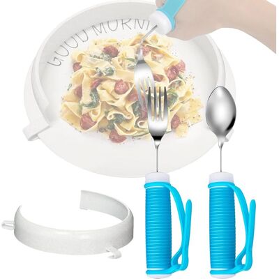 BOTLE Ensemble De Vaisselle Pour Personnes Âgées - Protection Alimentaire Pour Assiettes, Cuillères Et Fourchettes - Accessoires D'Assistant Quotidien Pour Personnes Handicapées Et Handicapées - Publicité BOTLE Ensemble De Vaisselle Pour Personnes Âgées - Protection Alimentaire Pour Assiettes, Cuillères Et Fourchettes - Accessoires D'Assistant Quotidien Pour Personnes Handicapées Et Handicapées - Publicité