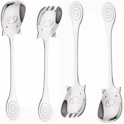 OEM Ensemble De Quatre Cuillères Double Face En Acier Inoxydable En Forme De Cochon, Idéales Pour Le Café Et Le Service De Table Un Cadeau Original – Crezuo - Publicité OEM Ensemble De Quatre Cuillères Double Face En Acier Inoxydable En Forme De Cochon, Idéales Pour Le Café Et Le Service De Table Un Cadeau Original – Crezuo - Publicité