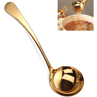 OEM 1 Louche, Acier Inoxydable, Manche Long Ergonomique, Finition Dorée Polie, Pour Soupe Et Sauce, Cuisine Et Restaurant - Publicité OEM 1 Louche, Acier Inoxydable, Manche Long Ergonomique, Finition Dorée Polie, Pour Soupe Et Sauce, Cuisine Et Restaurant - Publicité