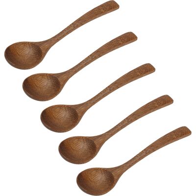 LBVIE Lot De 5 Cuillères En Bois Naturel Lisse, Sans Bavure, Robustes Et Durables, Style Vintage, Résistantes À La Chaleur, À Bec Rond. Publicité LBVIE Lot De 5 Cuillères En Bois Naturel Lisse, Sans Bavure, Robustes Et Durables, Style Vintage, Résistantes À La Chaleur, À Bec Rond. Publicité