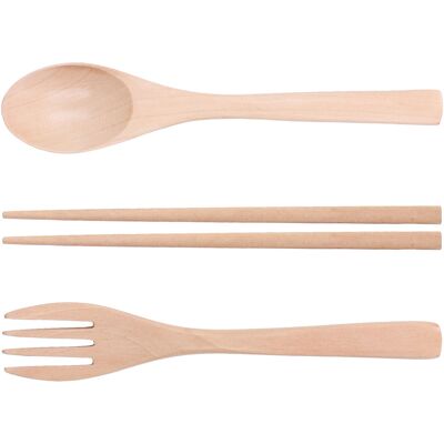 YUDO Ensemble De Couverts En Bois - 3 Pièces Pour Les Voyages, La Maison Et L'Hôtel : Cuillère, Fourchette, Baguettes - Publicité YUDO Ensemble De Couverts En Bois - 3 Pièces Pour Les Voyages, La Maison Et L'Hôtel : Cuillère, Fourchette, Baguettes - Publicité