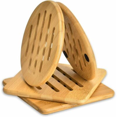 OEM Lot De 4 Sets De Table En Bambou Résistant À La Chaleur Et Aux Températures Chaudes Et Lavables En Bambou Pour Cuisine, Bols, Casseroles Et Assiettes, 2 Dessous De Plat Ronds Et 2 Carrés 15 Cm, Ensole - Publicité OEM Lot De 4 Sets De Table En Bambou Résistant À La Chaleur Et Aux Températures Chaudes Et Lavables En Bambou Pour Cuisine, Bols, Casseroles Et Assiettes, 2 Dessous De Plat Ronds Et 2 Carrés 15 Cm, Ensole - Publicité