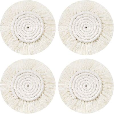OEM Dessous Verre Napperon Tissé Main, 4pcs Ronds Sous-verres Tressé Coaster Macrame, Boho Tapis De Café Boisson Bière Tasse Table Antidérapant Résistantes À La Chaleur Décoration De Table - Publicité OEM Dessous Verre Napperon Tissé Main, 4pcs Ronds Sous-verres Tressé Coaster Macrame, Boho Tapis De Café Boisson Bière Tasse Table Antidérapant Résistantes À La Chaleur Décoration De Table - Publicité