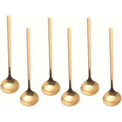 OEM Ensemble De Six Cuillères À Expresso En Acier Inoxydable, Idéal Pour Le Café, Le Sucre, Les Desserts, Les Gâteaux, Les Glaces, Les Soupes, Les Amuse-gueules, Etc. (doré) - Publicité OEM Ensemble De Six Cuillères À Expresso En Acier Inoxydable, Idéal Pour Le Café, Le Sucre, Les Desserts, Les Gâteaux, Les Glaces, Les Soupes, Les Amuse-gueules, Etc. (doré) - Publicité