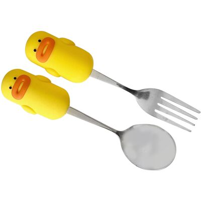 MCKENSA Ensemble Cuillère Et Fourchette Mignon En Acier Inoxydable Avec Motif Dessin Animé. Cuillère Et Fourchette Multifonctions En Métal Blanc Pour Bébés Garçons Et Filles. Publicité MCKENSA Ensemble Cuillère Et Fourchette Mignon En Acier Inoxydable Avec Motif Dessin Animé. Cuillère Et Fourchette Multifonctions En Métal Blanc Pour Bébés Garçons Et Filles. Publicité