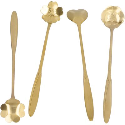 MCKENSA Lot De 4 Cuillères À Mélanger En Forme De Cœur Et De Fleur, Cuillères À Café, Cuillères À Dessert, Cuillères À Thé Glacé En Acier Inoxydable, Couleur Or - Publicité MCKENSA Lot De 4 Cuillères À Mélanger En Forme De Cœur Et De Fleur, Cuillères À Café, Cuillères À Dessert, Cuillères À Thé Glacé En Acier Inoxydable, Couleur Or - Publicité