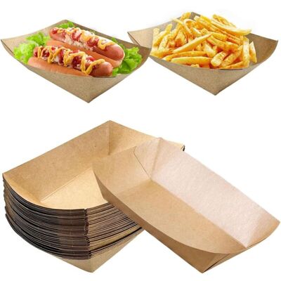 OEM Barquettes En Carton Kraft Biodégradables – Lot De 50 Unités Pour Snacks, Frites, Salades, Sushis Et Desserts - Publicité OEM Barquettes En Carton Kraft Biodégradables – Lot De 50 Unités Pour Snacks, Frites, Salades, Sushis Et Desserts - Publicité