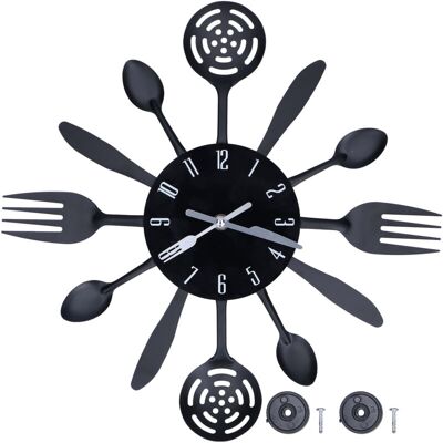 MOXIE Sjlerst Horloge Murale De Cuisine Noire, Couverts Modernes Amovibles, Cuillère Fourchette, Décoration De La Maison - Publicité MOXIE Sjlerst Horloge Murale De Cuisine Noire, Couverts Modernes Amovibles, Cuillère Fourchette, Décoration De La Maison - Publicité