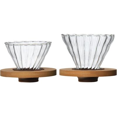 OEM Ensemble De 2 Verres À Café Filtrants (1 Grand, 1 Petit) Avec Motif Côtelé Et Base En Bambou, Verre Résistant À La Chaleur, Pour 1-2 Et 1-4 Tasses De Café - Publicité OEM Ensemble De 2 Verres À Café Filtrants (1 Grand, 1 Petit) Avec Motif Côtelé Et Base En Bambou, Verre Résistant À La Chaleur, Pour 1-2 Et 1-4 Tasses De Café - Publicité
