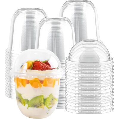 GRASSLIN Lot De 50 Tasses À Dessert, Plastique Transparent, Couvercle Dôme, Cuillères Incluses, 360 Ml, Pour Fêtes Et Mariages - Publicité GRASSLIN Lot De 50 Tasses À Dessert, Plastique Transparent, Couvercle Dôme, Cuillères Incluses, 360 Ml, Pour Fêtes Et Mariages - Publicité