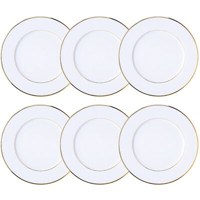 NOVASTYL Lot De 6 Assiettes À Dessert 20,5cm En Porcelaine, Classic Filet Or - Publicité NOVASTYL Lot De 6 Assiettes À Dessert 20,5cm En Porcelaine, Classic Filet Or - Publicité