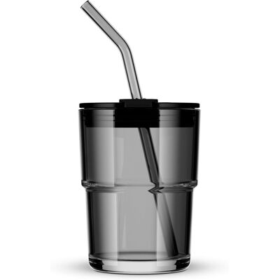KAJFJAD Gobelet Isotherme En Verre De 400 Ml Avec Couvercle Et Paille - Gris, Étanche, Double Paroi - Idéal Pour Le Café Et Le Thé Glacé - Mug De Voyage Portable - Publicité KAJFJAD Gobelet Isotherme En Verre De 400 Ml Avec Couvercle Et Paille - Gris, Étanche, Double Paroi - Idéal Pour Le Café Et Le Thé Glacé - Mug De Voyage Portable - Publicité