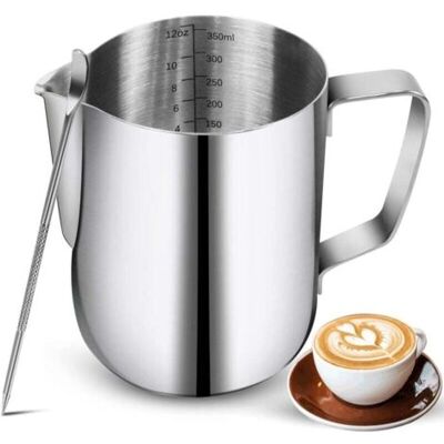 ABYSSE Mousseur À Lait En Acier Inoxydable De 350 Ml Avec Stylo Décoratif Et Tasse À Mousser Le Lait. Publicité ABYSSE Mousseur À Lait En Acier Inoxydable De 350 Ml Avec Stylo Décoratif Et Tasse À Mousser Le Lait. Publicité