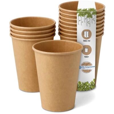 OEM 100 Gobelets Jetables, En Papier Marron Non Blanchi, Biodégradables Et Compostables, 300 Ml, Pour Café Et Boissons Chaudes - Publicité OEM 100 Gobelets Jetables, En Papier Marron Non Blanchi, Biodégradables Et Compostables, 300 Ml, Pour Café Et Boissons Chaudes - Publicité