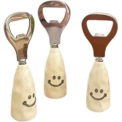 OEM Décapsuleur En Acier Inoxydable Avec Base En Céramique, Motif Smiley Mignon, Amusant Et Décoratif - Publicité OEM Décapsuleur En Acier Inoxydable Avec Base En Céramique, Motif Smiley Mignon, Amusant Et Décoratif - Publicité