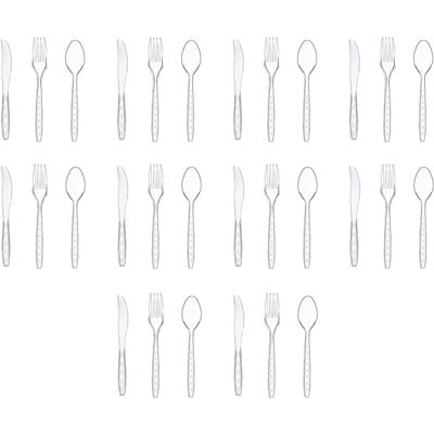 ALVIOR Couverts En Plastique - Fourchettes Cuillères Couteaux Jetables - 300 Pièces Transparentes En Polystyrène - Pour Fêtes Mariages Événements - Lot De 100x100x100 - Publicité ALVIOR Couverts En Plastique - Fourchettes Cuillères Couteaux Jetables - 300 Pièces Transparentes En Polystyrène - Pour Fêtes Mariages Événements - Lot De 100x100x100 - Publicité