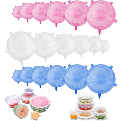 GRASSLIN 18 Couvercle Silicone, 6 Tailles Extensibles, Sans Bpa, Pour Bol Pot Fruit, Micro-ondes Frigo Lave Vaisselle - Publicité GRASSLIN 18 Couvercle Silicone, 6 Tailles Extensibles, Sans Bpa, Pour Bol Pot Fruit, Micro-ondes Frigo Lave Vaisselle - Publicité