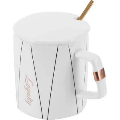 MCKENSA Mug Octogonal Original En Céramique Avec Couvercle Cuillère, Idéal Pour Le Bureau Ou Comme Cadeau Pour Un Couple Ou Des Amis. Type A. Publicité MCKENSA Mug Octogonal Original En Céramique Avec Couvercle Cuillère, Idéal Pour Le Bureau Ou Comme Cadeau Pour Un Couple Ou Des Amis. Type A. Publicité