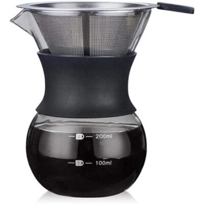 OEM 1 Verseuse Cafetière, Filtre Permanent Acier Inoxydable, Verre Borosilicate, Silicone, 200 Ml, Maison Bureau - Publicité OEM 1 Verseuse Cafetière, Filtre Permanent Acier Inoxydable, Verre Borosilicate, Silicone, 200 Ml, Maison Bureau - Publicité