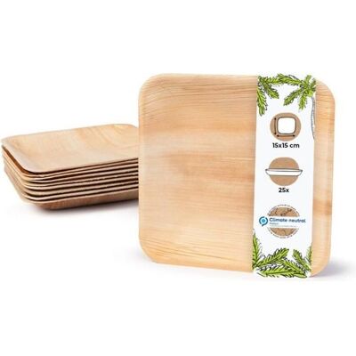 OEM 25 Assiettes Carrées En Feuille De Palme, Biodégradables Sans Plastique, 15x15 Cm, Pour Événements Extérieurs Et Professionnels - Publicité OEM 25 Assiettes Carrées En Feuille De Palme, Biodégradables Sans Plastique, 15x15 Cm, Pour Événements Extérieurs Et Professionnels - Publicité